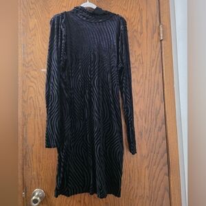 Eloquii Black Textured Velvet Long Sleeve Dress Women Plus Size 22